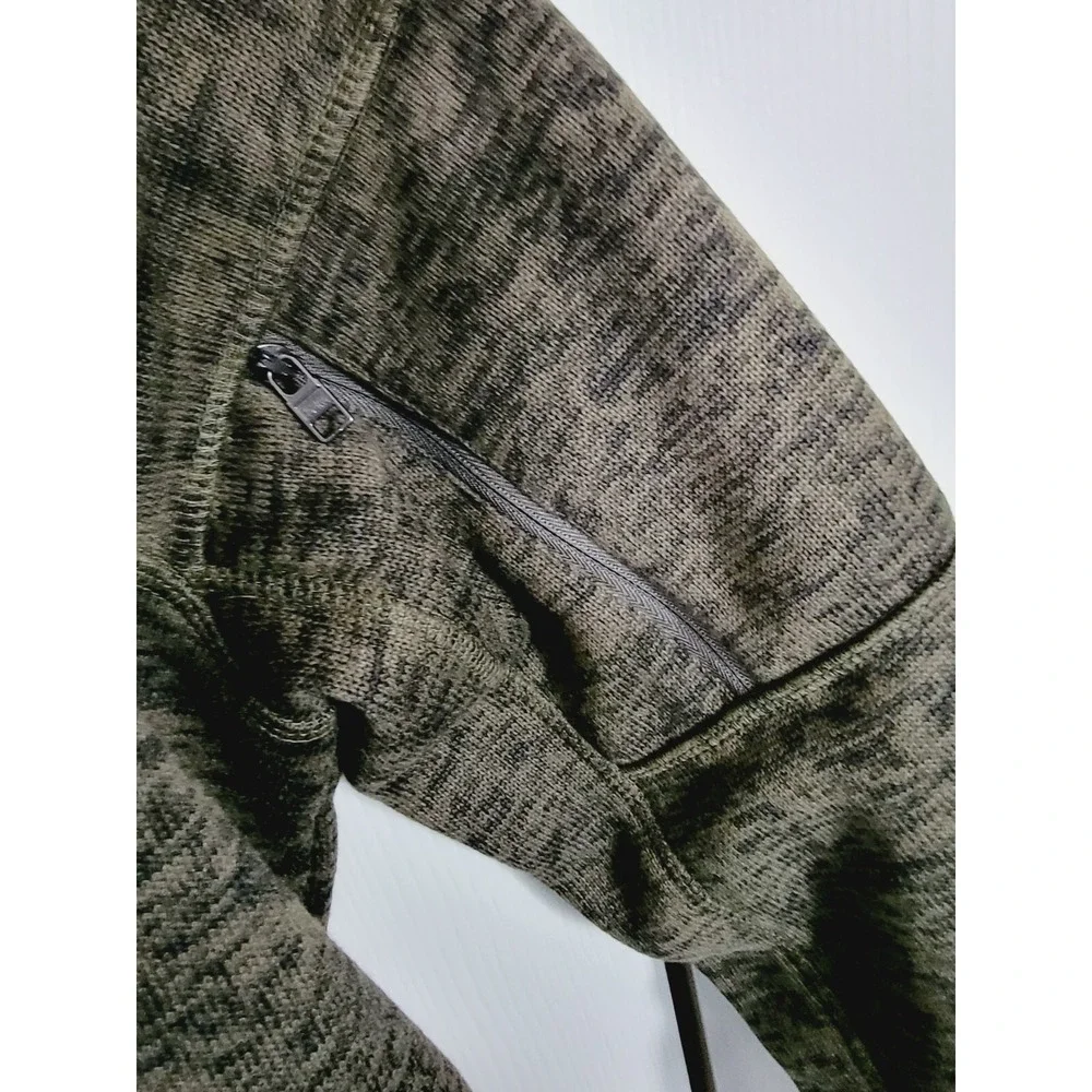 Lands End Mens XL Quarter Zip Fleece Pullover Sweater Olive‎ Green Heather